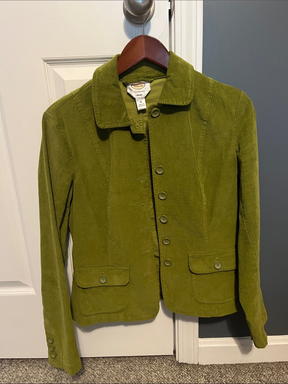 Olive green corduroy cotton blazer by Talbots size 10